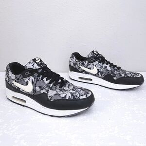 NIKE Air Max 1 GPX Athletic Shoes Men's Black Floral Lace-Up Sneakers